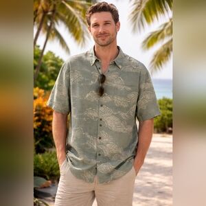 Quiksilver Waterman Collection Short Sleeve Shirt Size XL